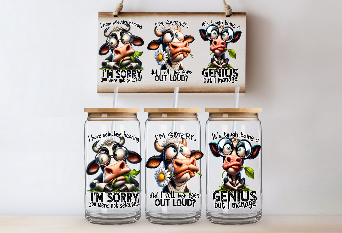 "Sarcastic Cow" Uv-Transfer