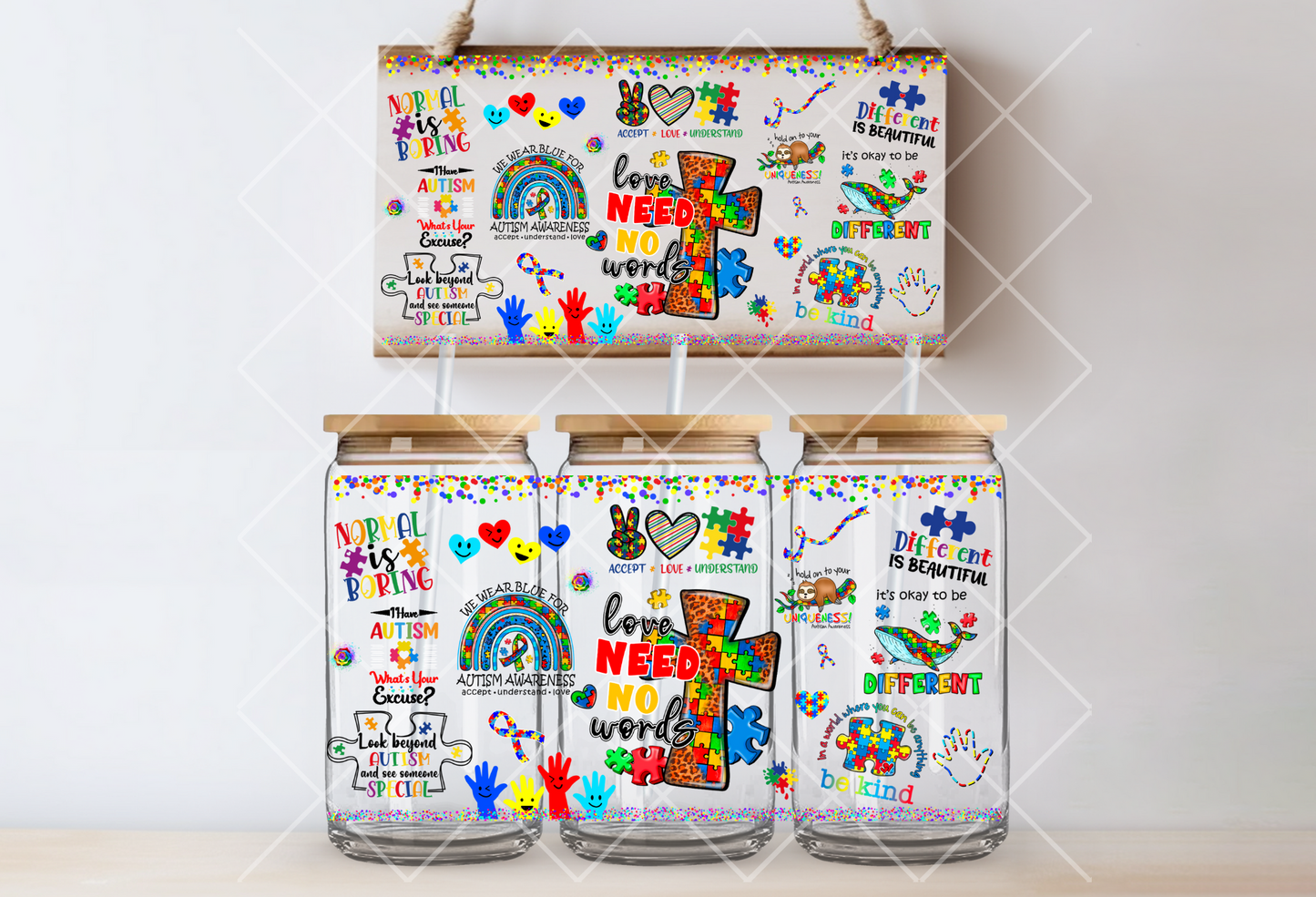 "Autism Love Needs No Words" Uv-Transfer