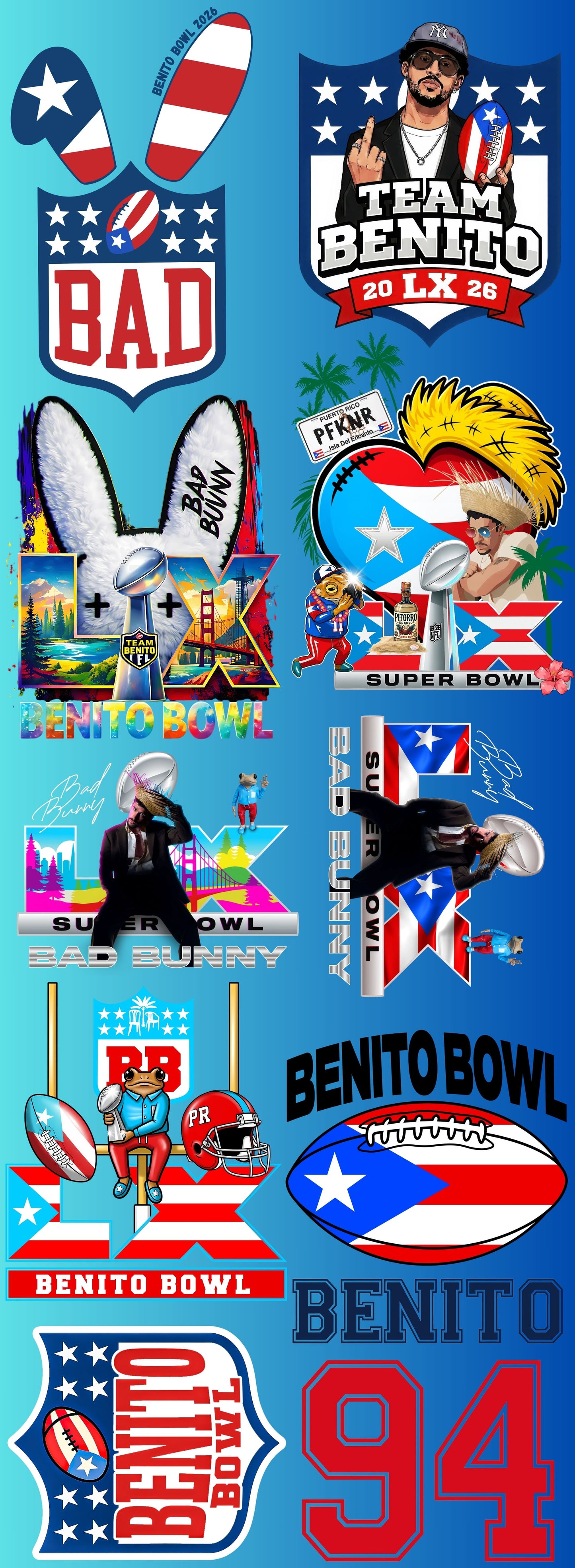 Bad Bunny Bowl Pre-Made Gang Sheet