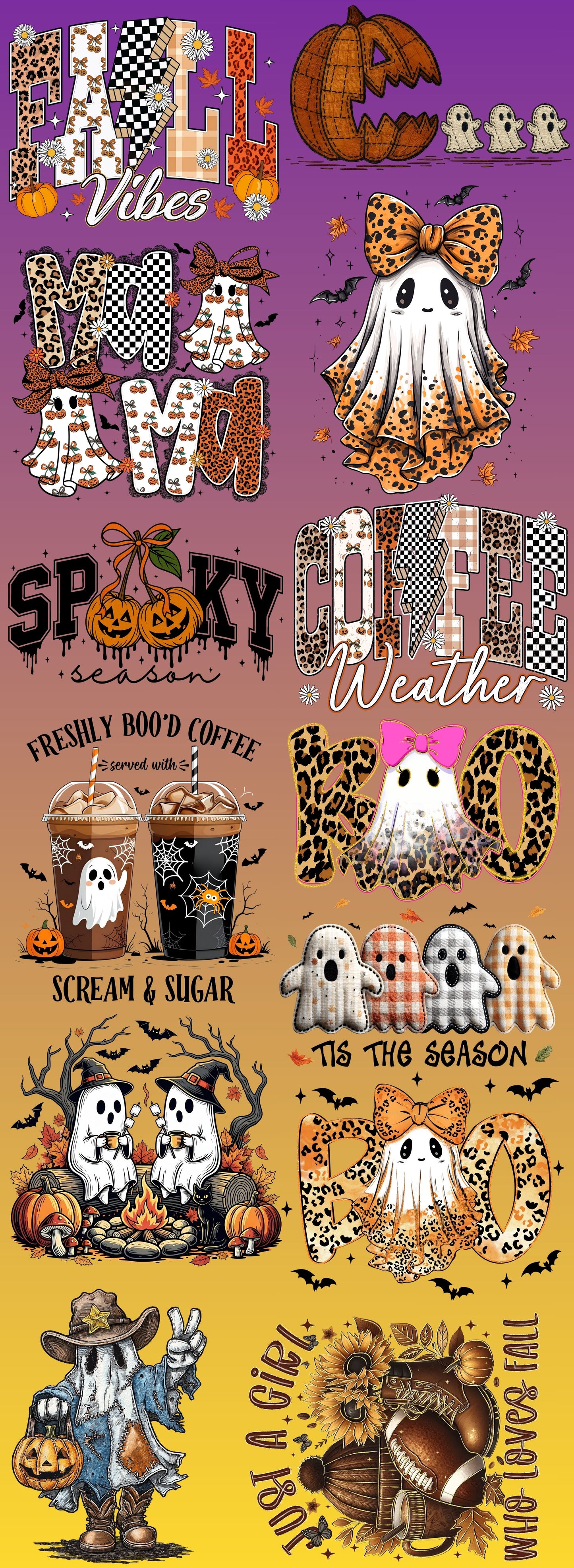 🍂Fall/Halloween Pre-made DTF Gang Sheet