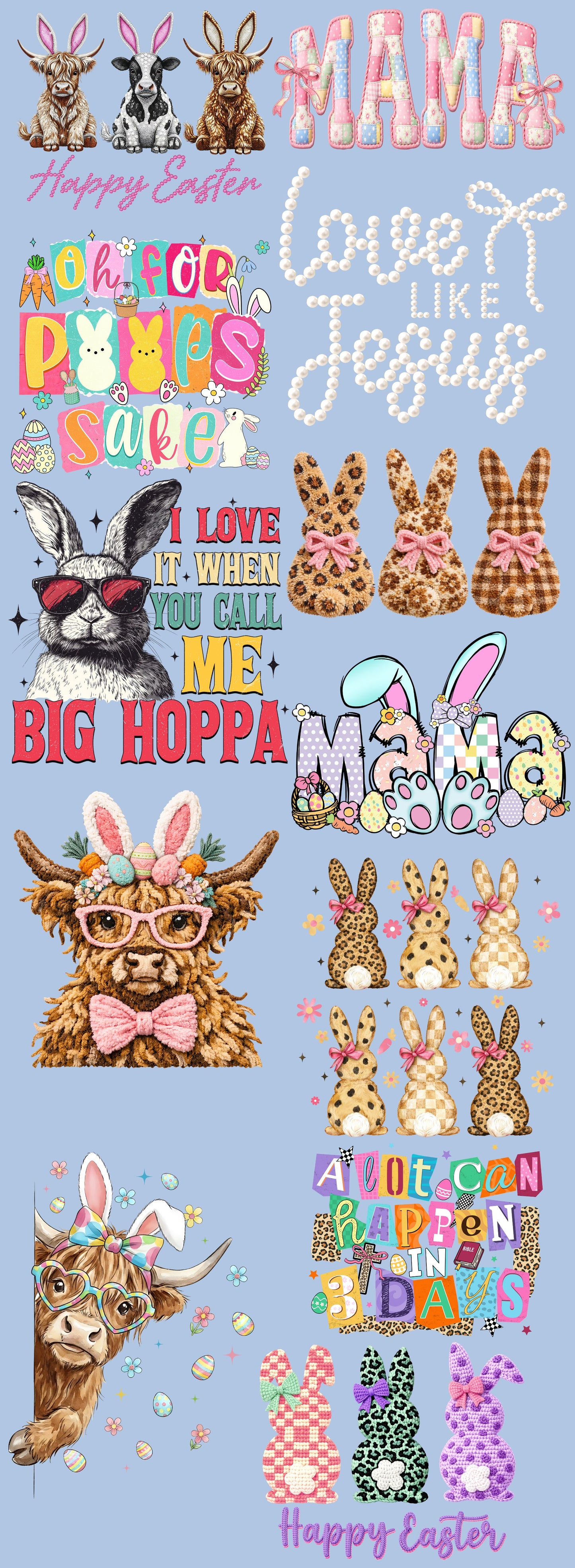 Easter Pre-Made DTF Gang Sheet E-25