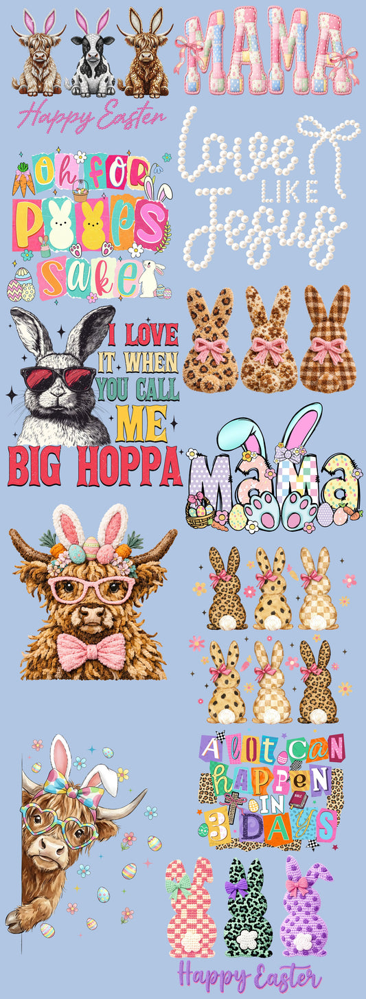 Easter Pre-Made DTF Gang Sheet E-25